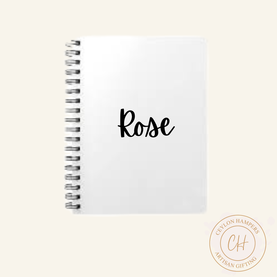 White Color Spiral Notebook with Foil Print