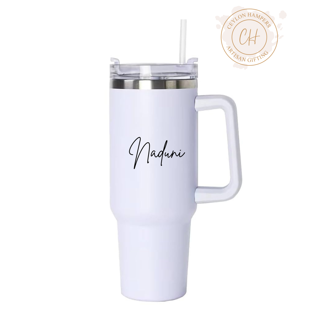 White Tumbler - 1.2 L with Custom Name