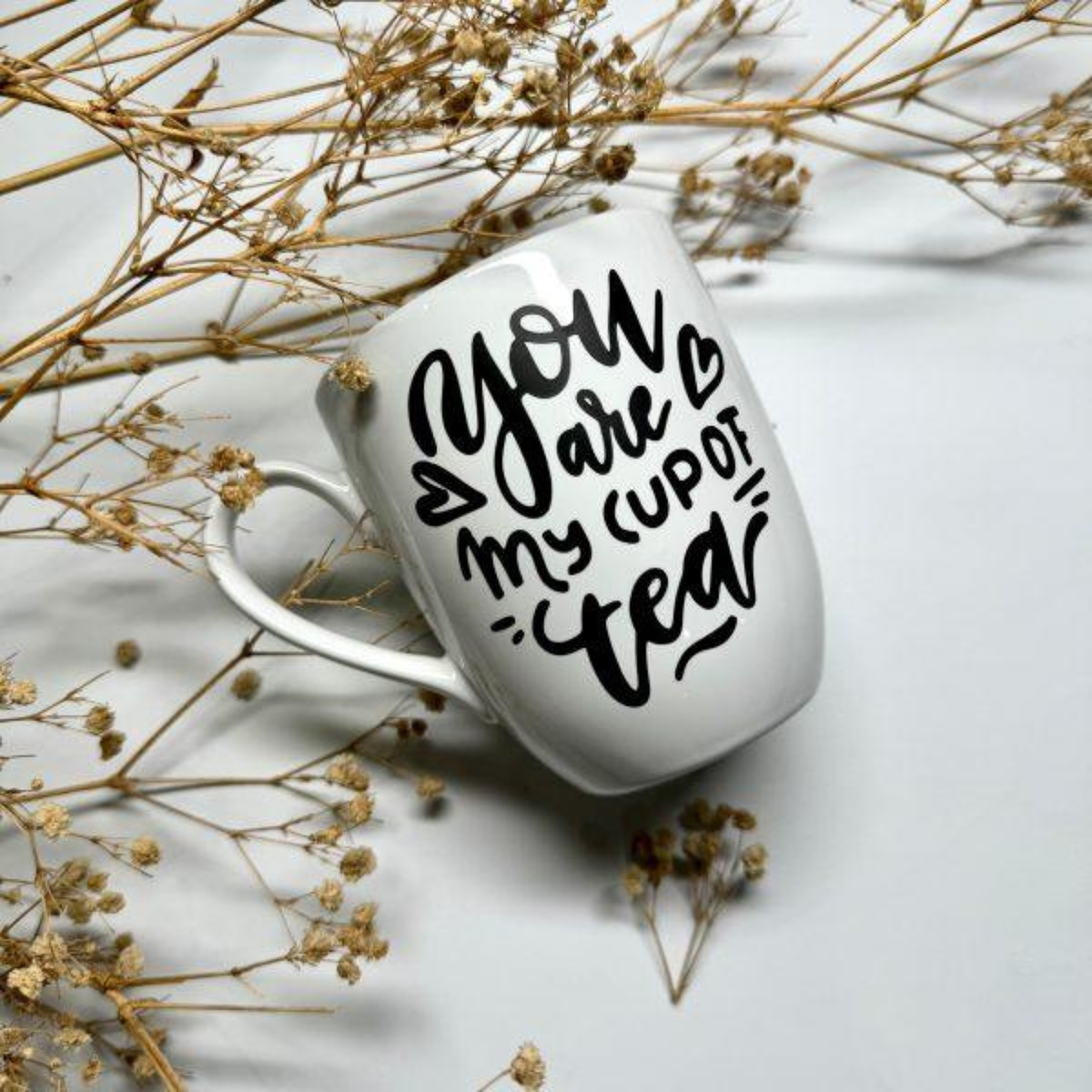 Customize white mug with foil print
