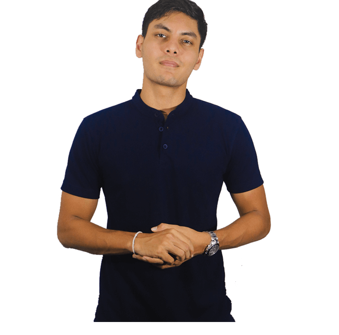 Navy Blue Stand-Up Collar Polo