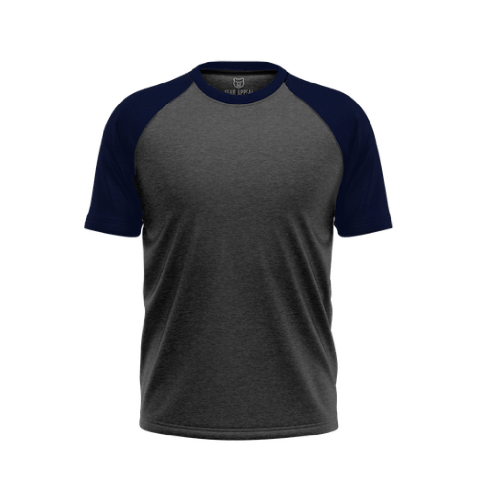 Navy Blue & Charcoal Grey Raglan Crew Neck